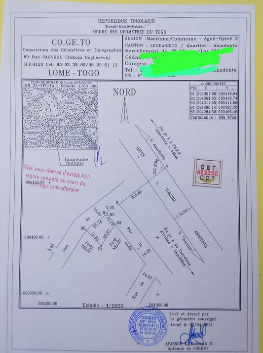 Terrain demi lot de 367 m² en vente en angle de rue à Amadenta – 13 millions FCFA