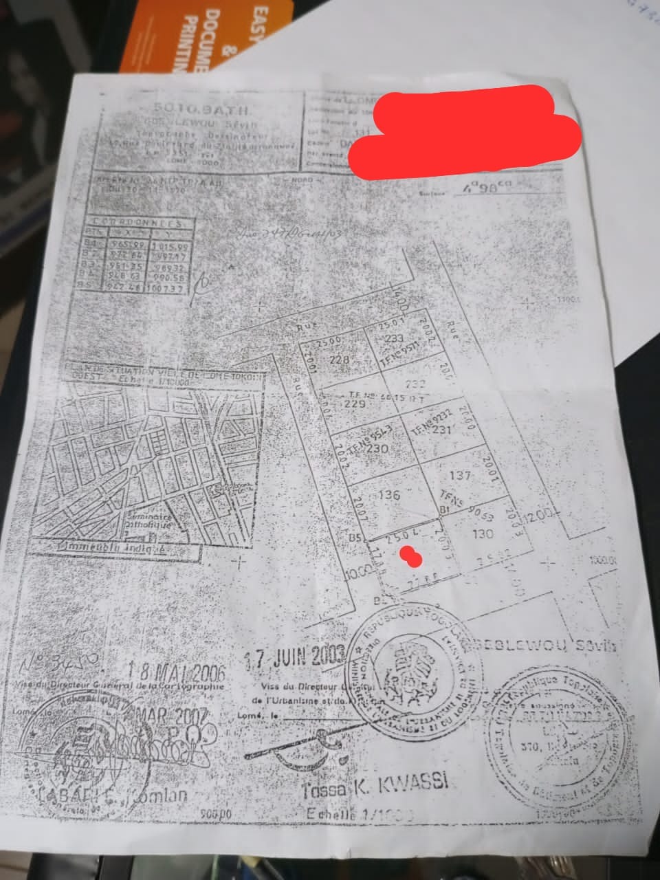 Terrain 1/2 lot en vente en angle de rue à Gbossimé – prix à partir de 35 millions FCFA