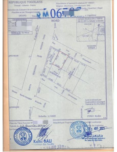 Terrain en vente à Kpala Monou – 15 millions FCFA