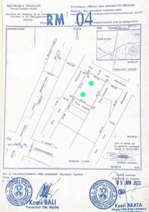 Terrain de 2 lots en vente en angle de rues à Kpala – 25 millions FCFA