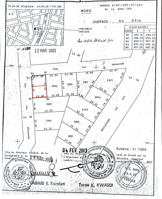 Terrain en vente à Hédzranawoé – 300 m² – 50 millions FCFA