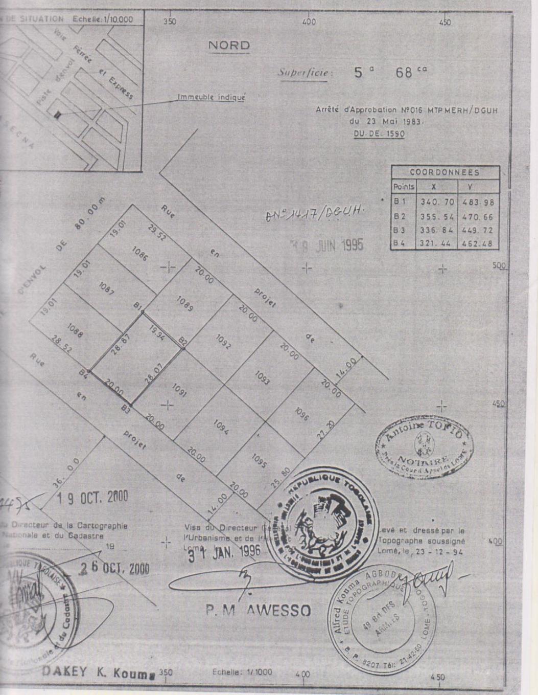 Terrain de 568 m² en vente en bordure de goudron à Attiégou Togo 2000 – 60 millions FCFA