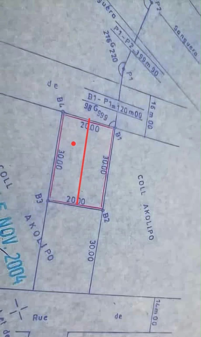 Terrain de 824 m² en vente à Assigamé, angle de rue – 750 millions FCFA