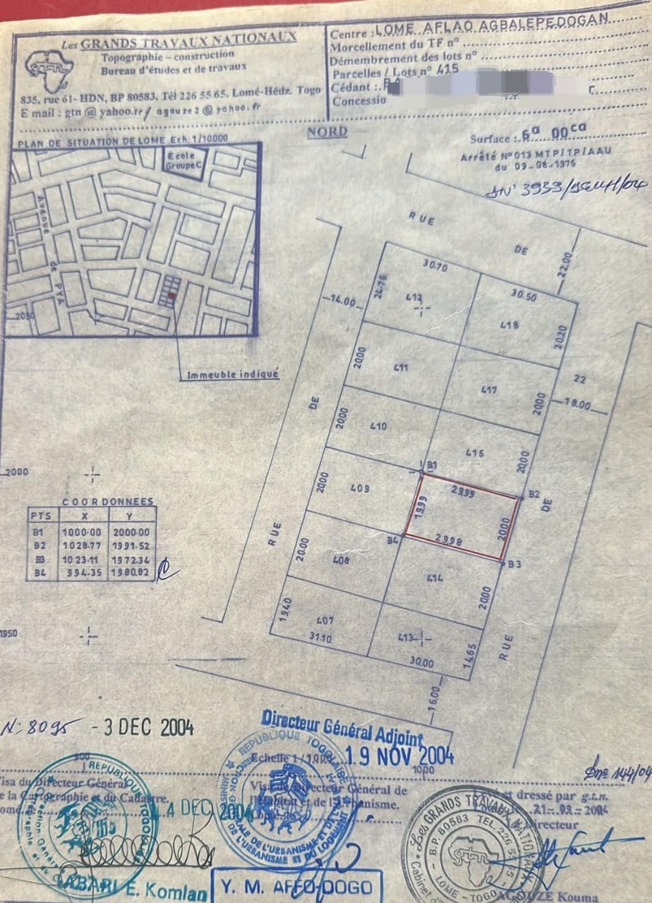 Terrain de 600 m² en vente à Agbalépédo, proche des pavés – 55 millions FCFA