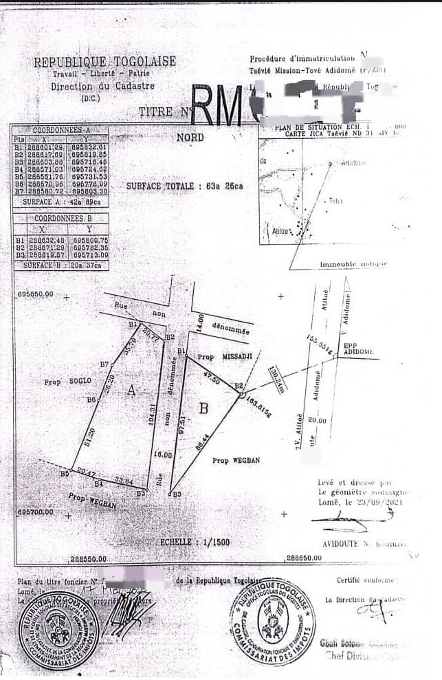 Terrain de 7 lots en vente à Kpala Adidomé – 10 millions FCFA le lot
