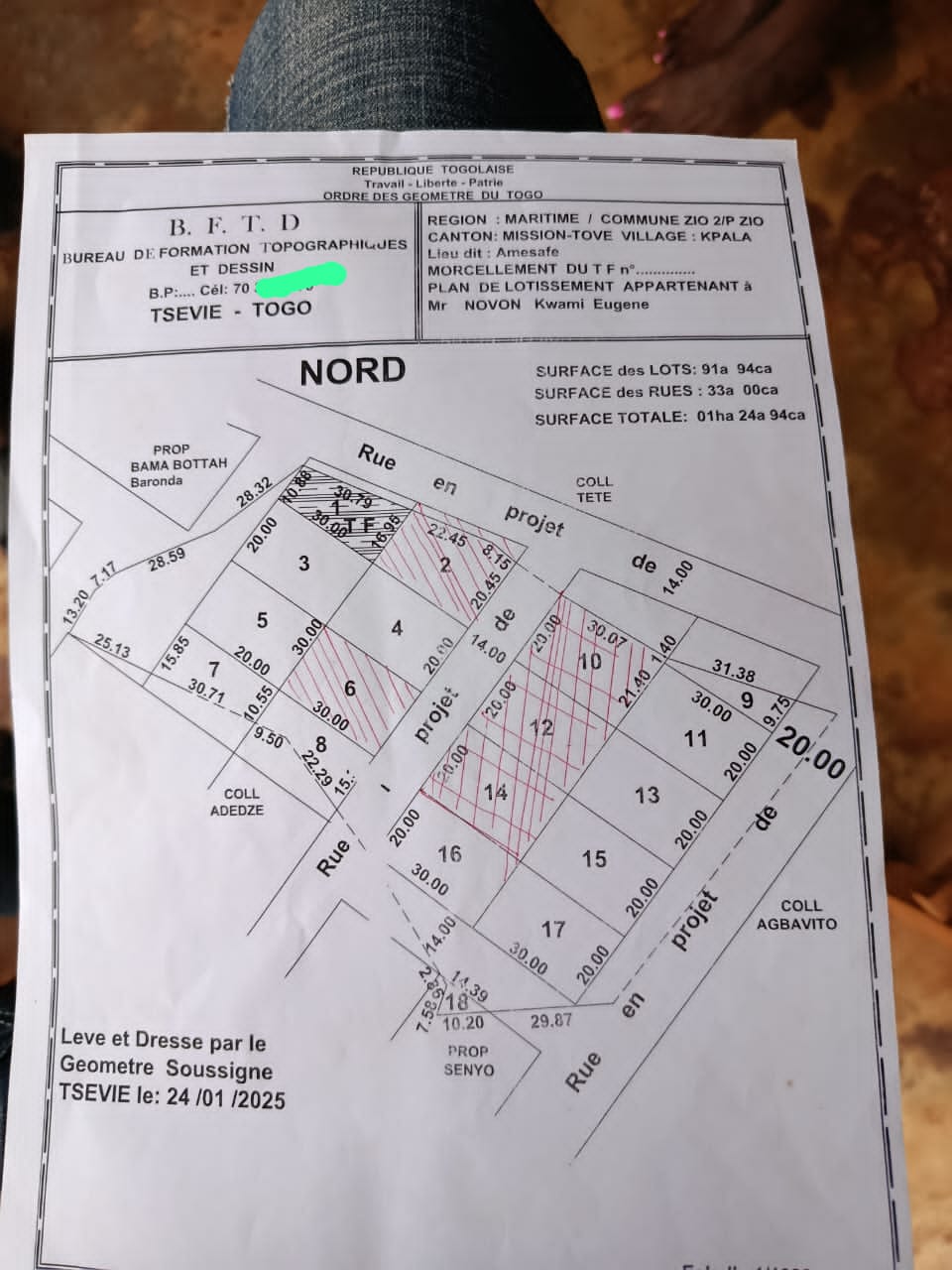 Terrain de 381 m² en vente en bordure de la grande voie de 50m à Agoé Fiovi – 30 millions FCFA