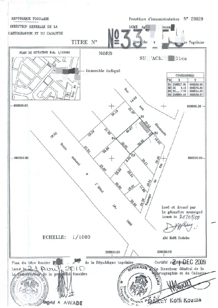 Terrain de 600 m² en vente à Avédji, proche du goudron – 75 millions FCFA