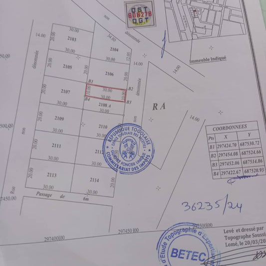Terrain en vente à Vakpossito – 17 millions FCFA