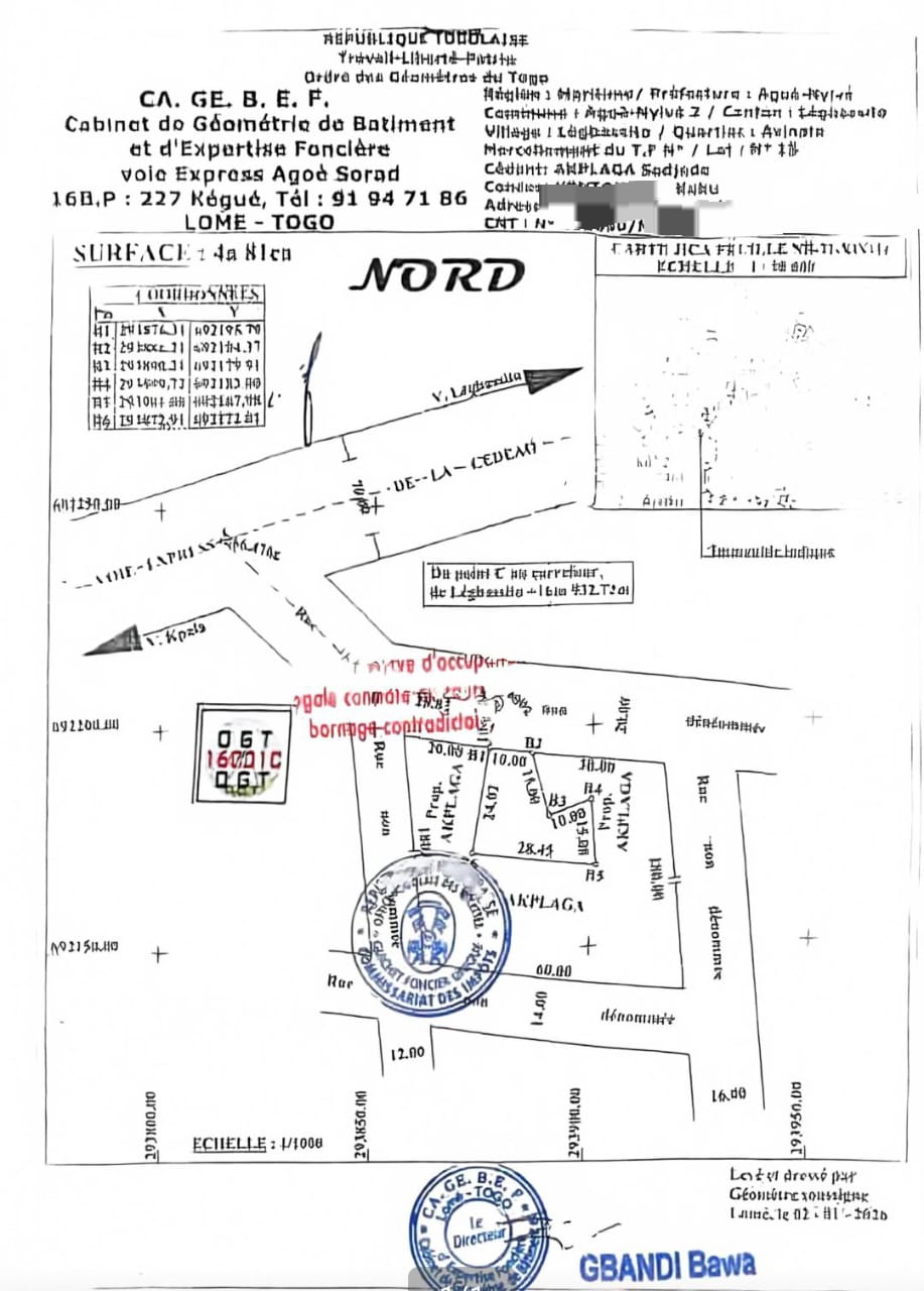 Terrain d'environ 481 m² en vente à Agoè Légbassito Avinato – 17.000.000 FCFA