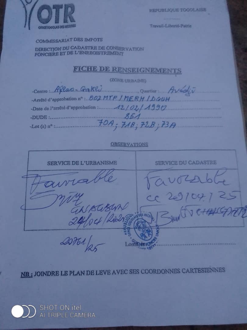 Terrain de 1 lot en vente à Avedji Diaspora – 22 millions FCFA
