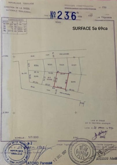 Terrain 1 lot de 569 m² en vente à Agbalepedo – 70 millions FCFA