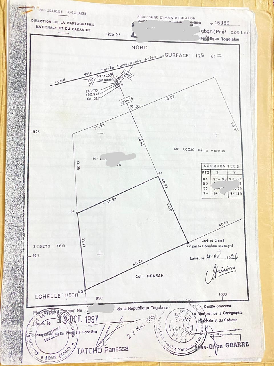 Terrain de 2 lots en vente en angle de rue à Kpogan – 30 millions FCFA le lot