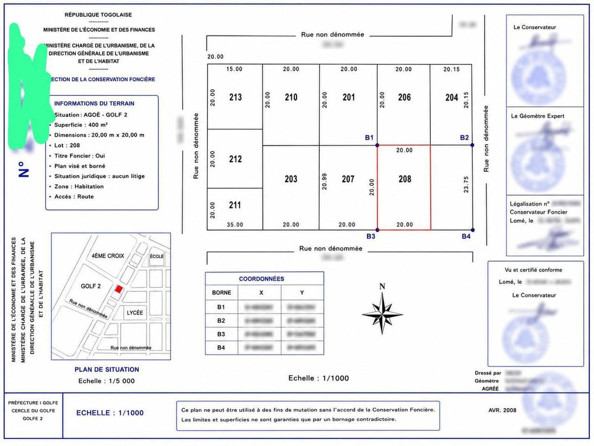 Terrain de 2 lots en vente à Agoè Golf 2 (Agoé Atsanvé) – à partir de 25 millions FCFA