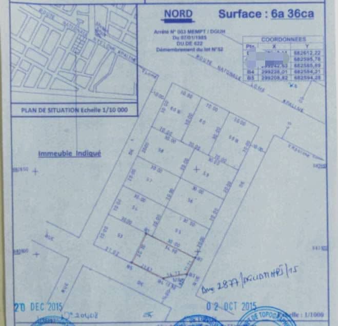 Terrain 1 lot en vente à Adidogomé Avenou, 100 m du goudron – 65 millions FCFA