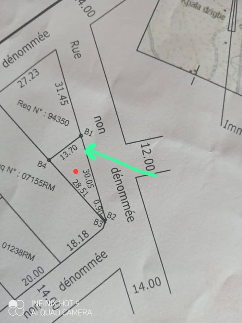 Terrain de 203 m² en vente à Kpalé, angle de rue - 4,5 millions FCFA