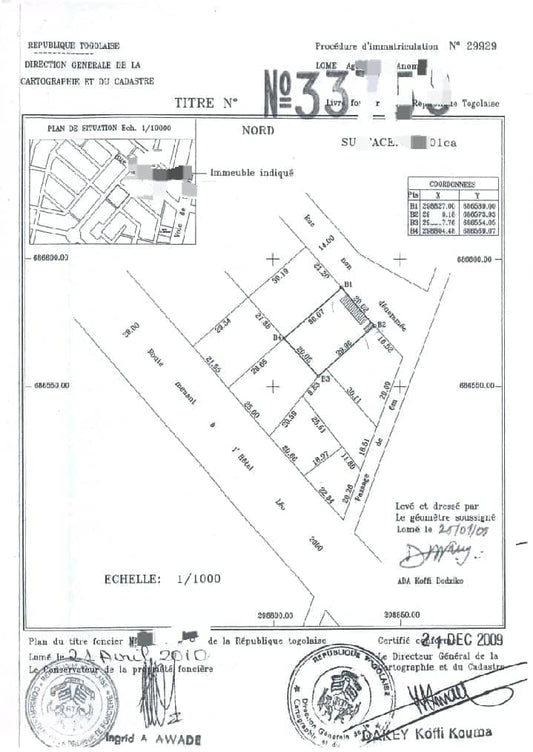 Terrain de 600 m² (1 lot) à vendre à Agoè Anome, proche du goudron – 75 millions FCFA