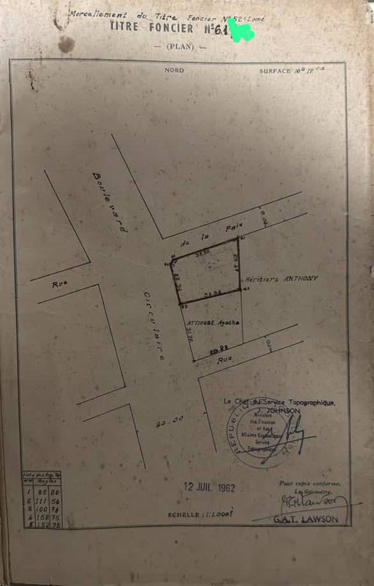 Terrain de 1012 m² en vente en angle de rue sur le boulevard circulaire – 1.5 milliard FCFA