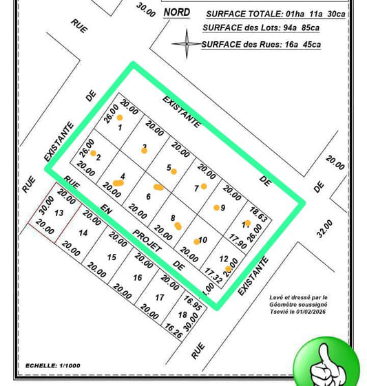 Terrain de 12 lots en vente à Tokoin Aéroport – 80 millions FCFA le lot