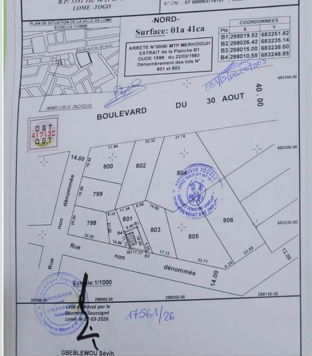 Maison de 2 chambres avec boutique à vendre à Adidogomé derrière Supermarché Champion – 18 millions FCFA
