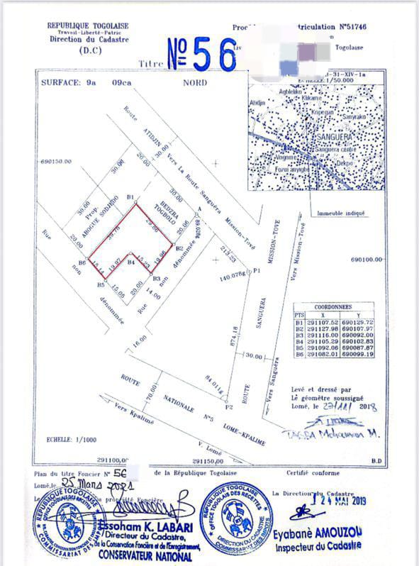Terrain de 1 lot en vente à Sanguera-KOPEGAN – 22 millions FCFA