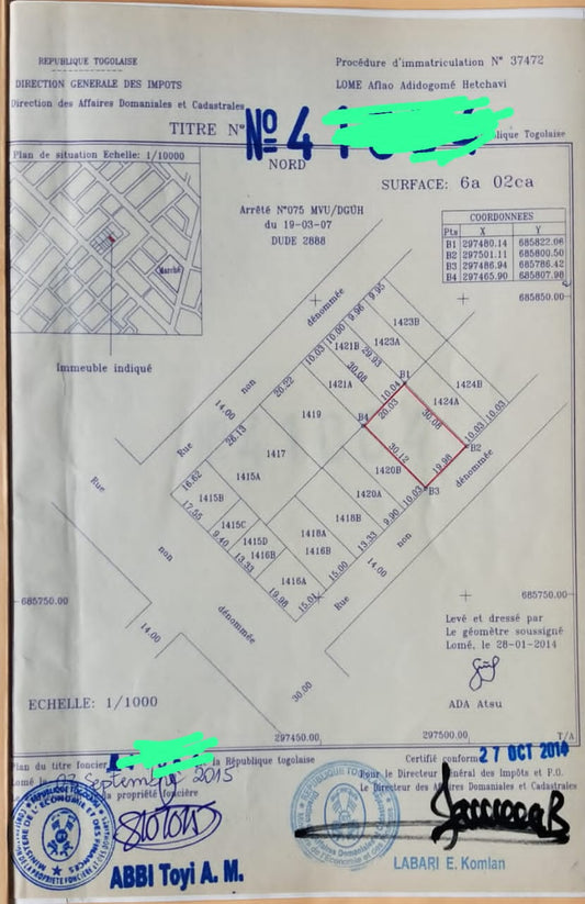 Terrain 1 lot en vente à Avedji vers bar Lomé plaisir – 50 millions FCFA