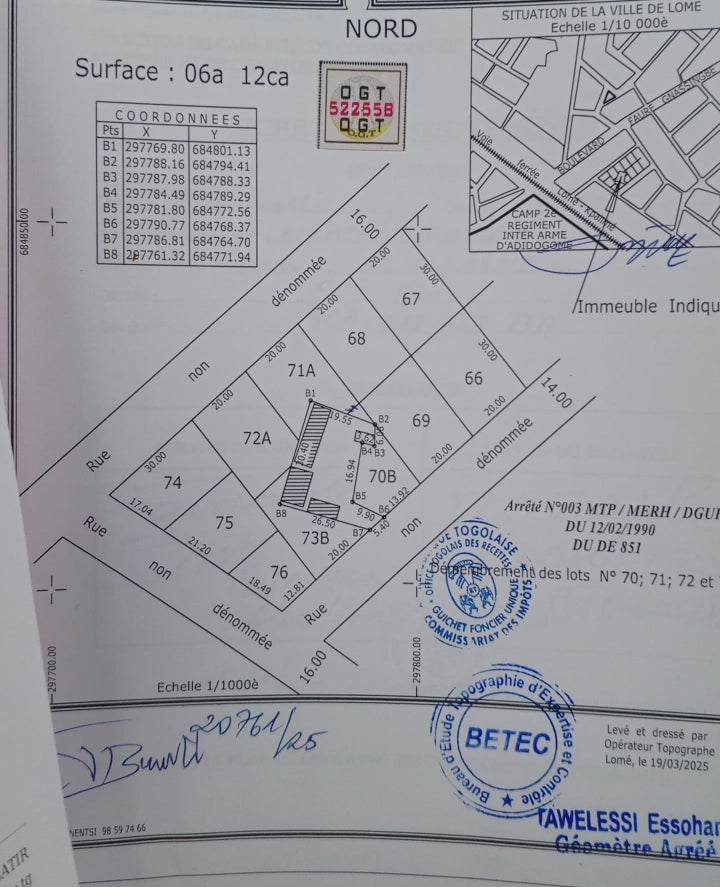 Terrain de 1 lot en vente à Avedji Diaspora – 22 millions FCFA