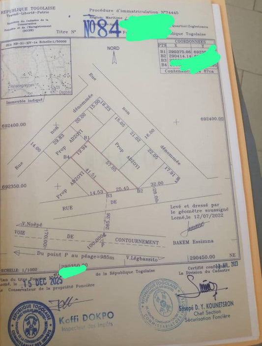 Terrain de 1,5 lot en vente à Zanguéra – 27 millions FCFA