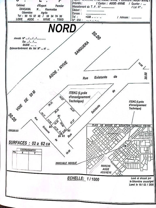 Terrain d'un demi-lot en vente à Agoè Assiyéyé à 26 m du goudron – 35 millions FCFA