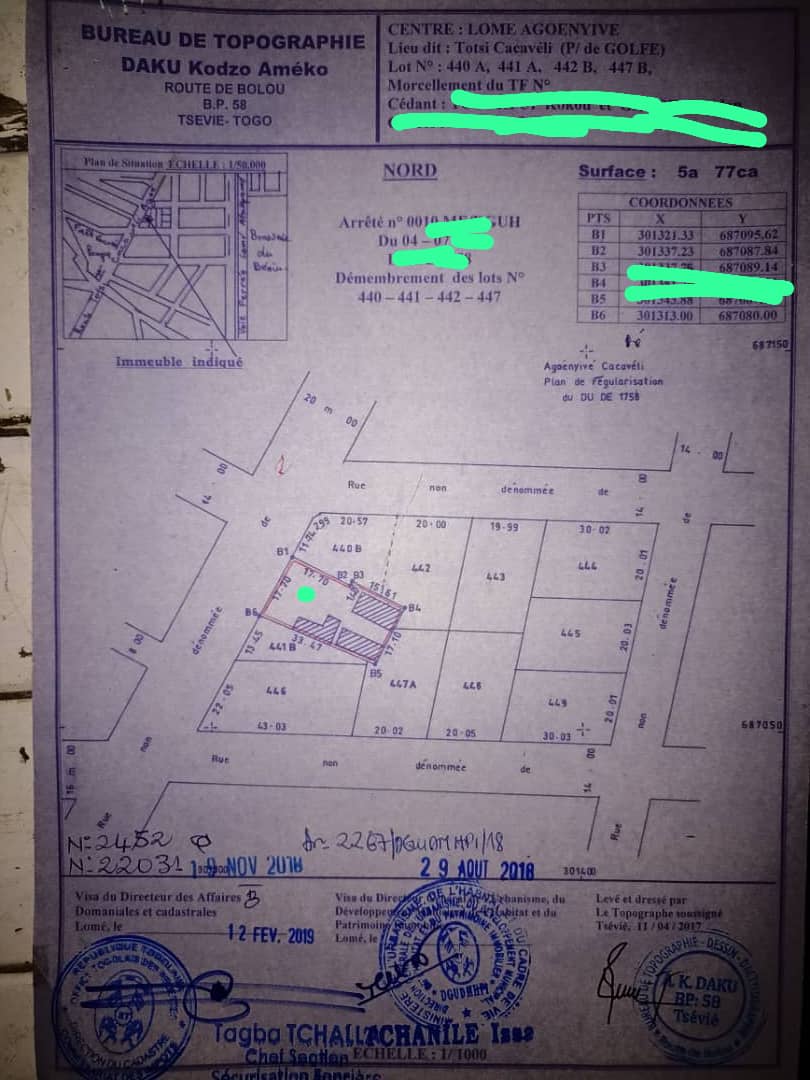 Terrain de 577 m² en vente à Agoè Cacaveli – 45 millions FCFA