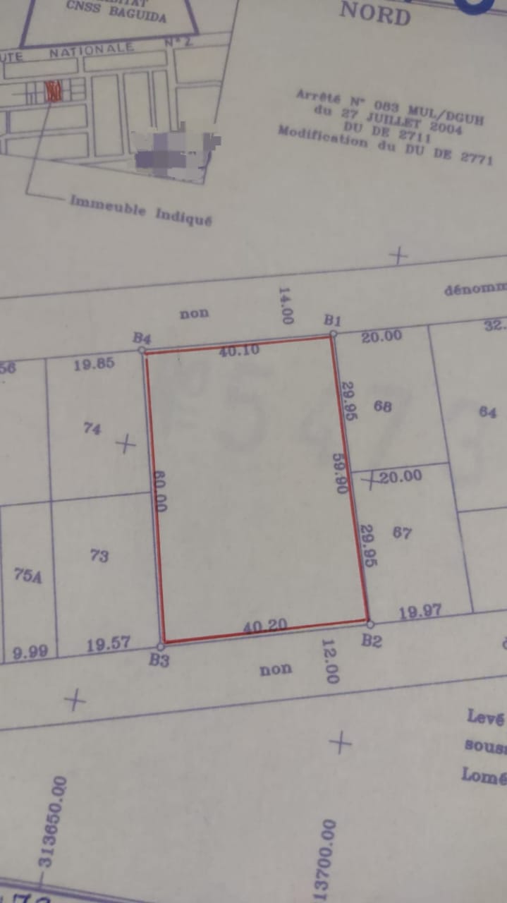 Terrain de 2400 m² en vente à Baguida Derrière Hôtel Ghis Palace – 45 millions FCFA