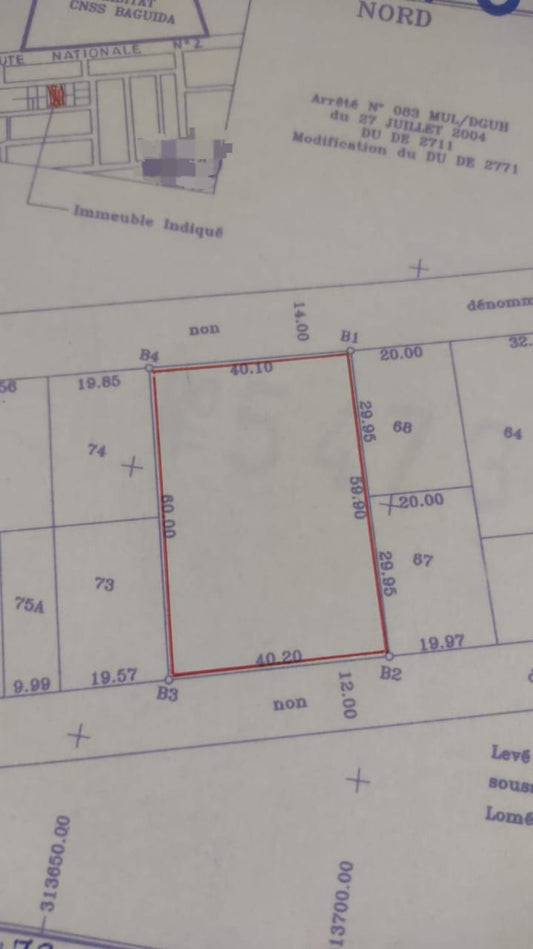 Terrain de 2400 m² en vente à Baguida Derrière Hôtel Ghis Palace – 45 millions FCFA