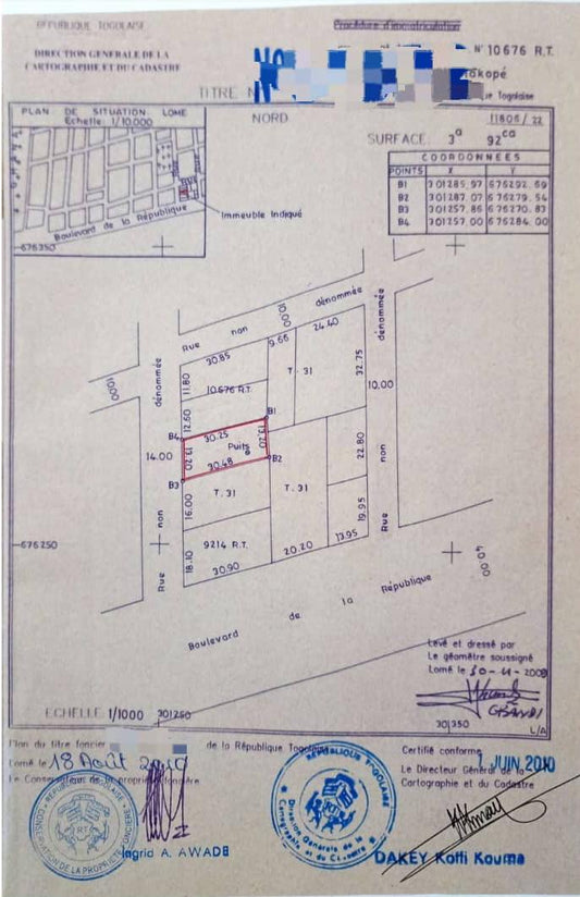 Terrain de 392 m² en vente proche du goudron à Kodjoviakopé – 50 millions FCFA