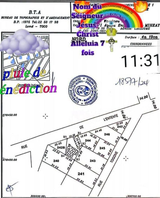 Terrain de 419 m² en vente à Ablogamé – 75 millions FCFA