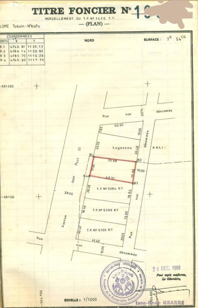 Terrain de 754 m² en vente bord du goudron à Nukafu – 230 millions FCFA