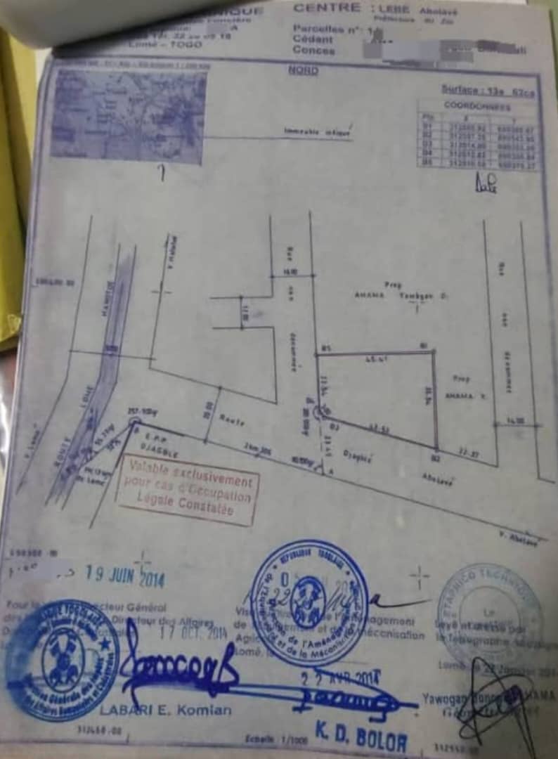Terrain de 1250 m² en vente à Djagblé Abolave – 25 millions FCFA