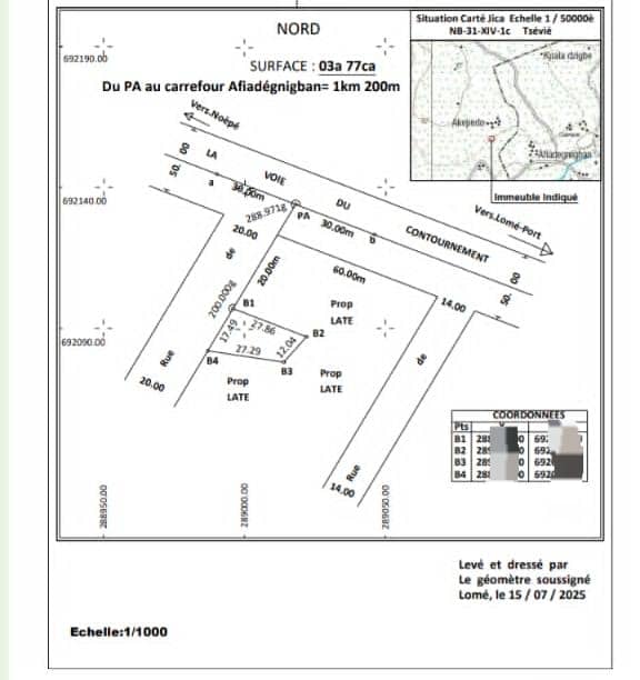 Terrain à vendre à Aképédo – 6 millions FCFA