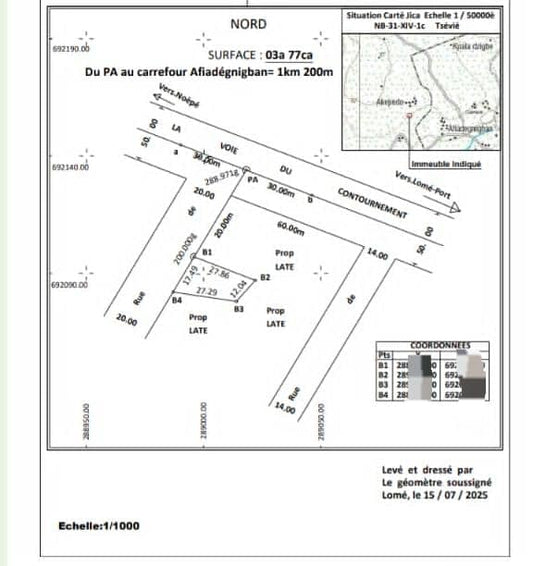 Terrain à vendre à Aképédo – 6 millions FCFA