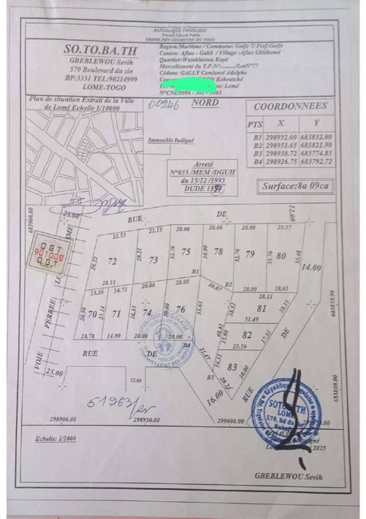 Terrain 1 lot en vente à Totsi Wataklassou kopé – 35 millions FCFA