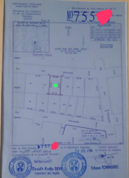 Terrain 1 lot clôturé à vendre à Baguida – 30 millions FCFA