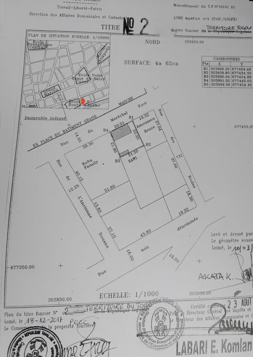 Immeuble en vente à Assigamé au Grand Marché de Lomé – 1 milliard FCFA